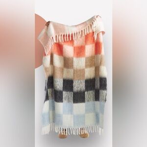 Anthropologie Checkered Tassel Blanket